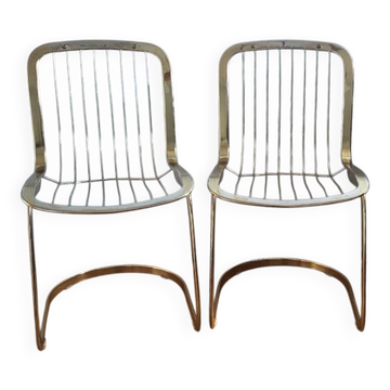 Golden metal chairs Cidue Italy 1970