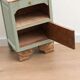 Renovated antique Art Deco bedside table – Lézard Green Pure & Paint, natural wood and marble top.