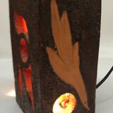 Brutalist ceramic lamp with stylized bird decor