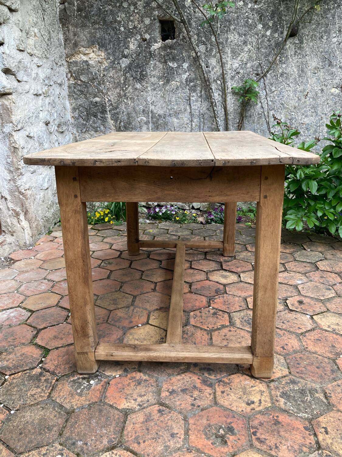 Old farmhouse table made of solid wood