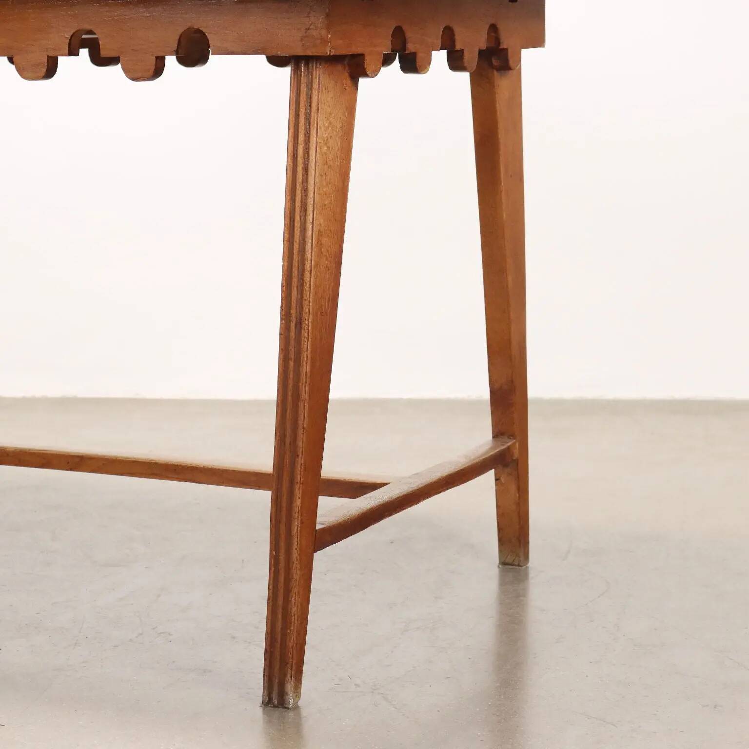 Extendable vintage oak table with laminate top, Italy, 1950s