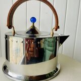 Vintage Bodum Ottoni stainless steel kettle designed by Carsten Jørgensen 1986, button.