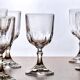 Set of 6 antique wine glasses in pearl-cut crystal