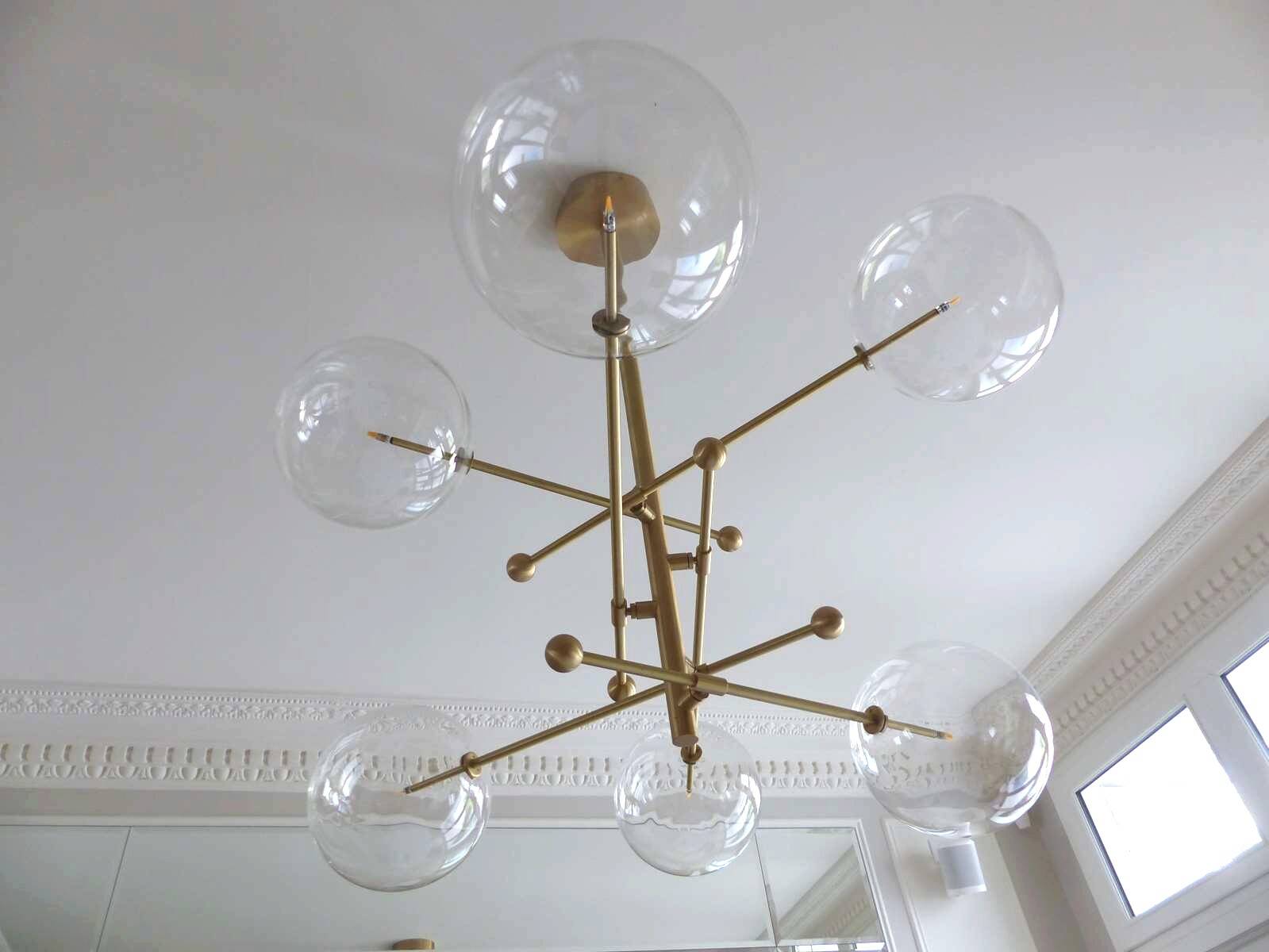 Suspension en laiton & verre Borosilicate " RD15 6 ARMS " design Schwung