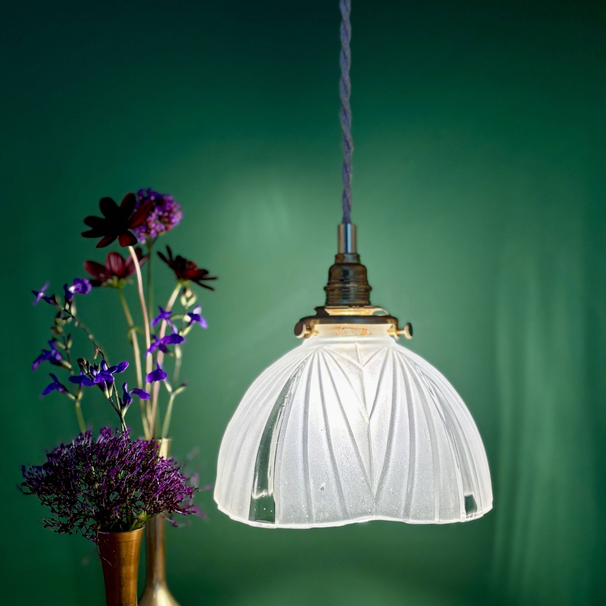 Vintage art deco frosted glass lampshade pendant light