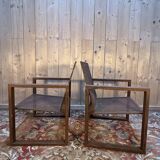 Pair of garden armchairs in steel