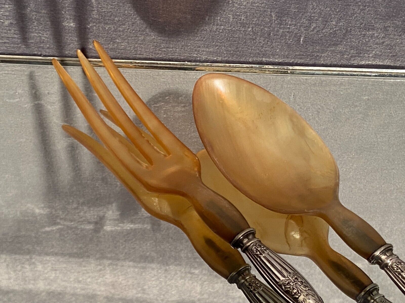 Louis XVI style silver handled salad service