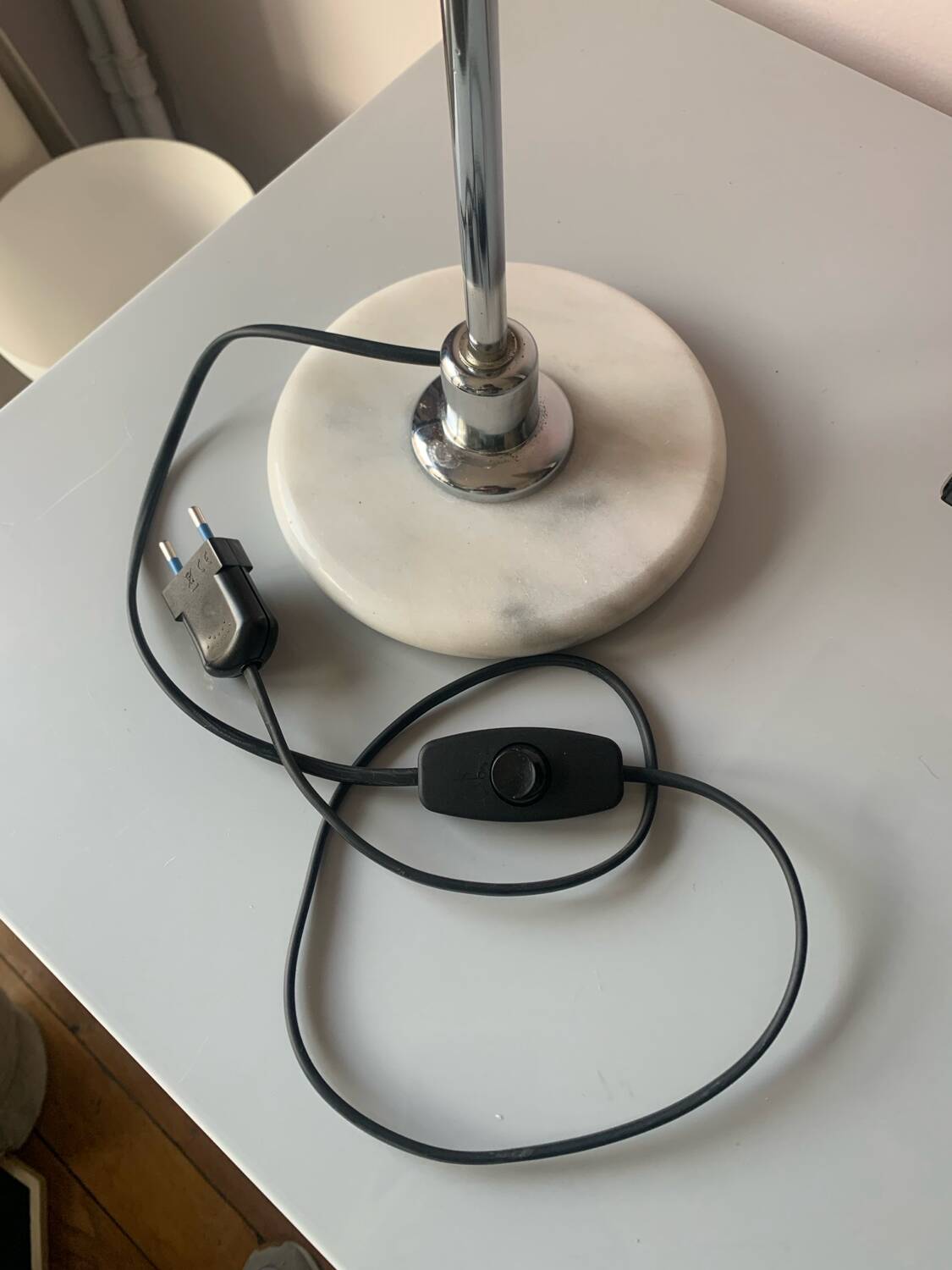 Vintage 70s chrome and marble lamp