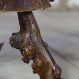 Table d'appoint tripode bois massif brutaliste
