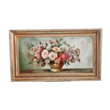 Oil on canvas bouquet of roses signed