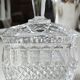 Sucrier vintage de forme carrée en cristal motifs croisillons, losanges, écailles