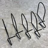 Set of 5 Vintage black wire metal Bookends, Minimalistic design
