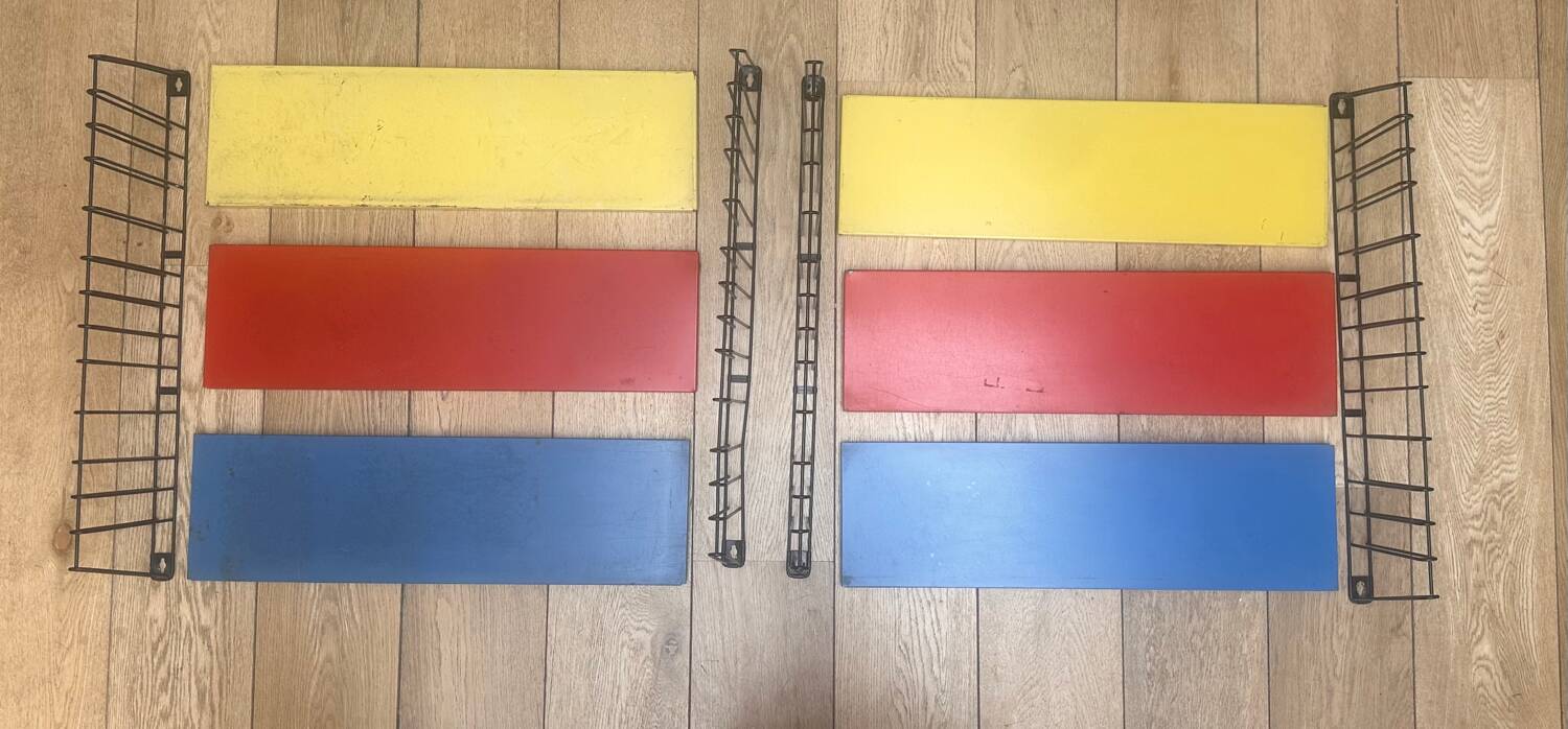 Tomado wall shelf pair – Mondrian colours – vintage