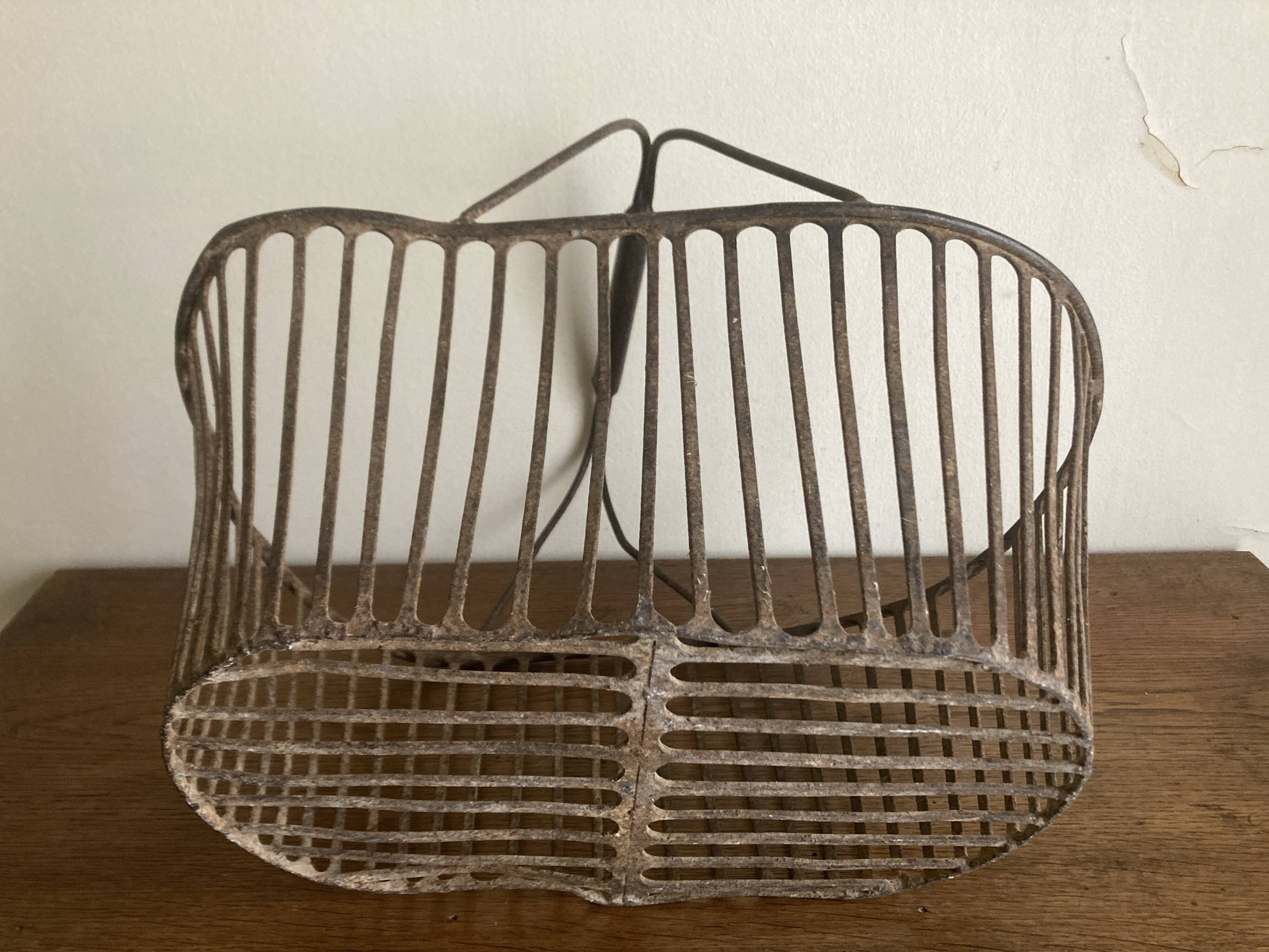 Country wrought iron harvest basket 1930