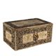 Antique wooden box with fabric and beads, Europe 19th Century