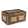 Antique wooden box with fabric and beads, Europe 19th Century