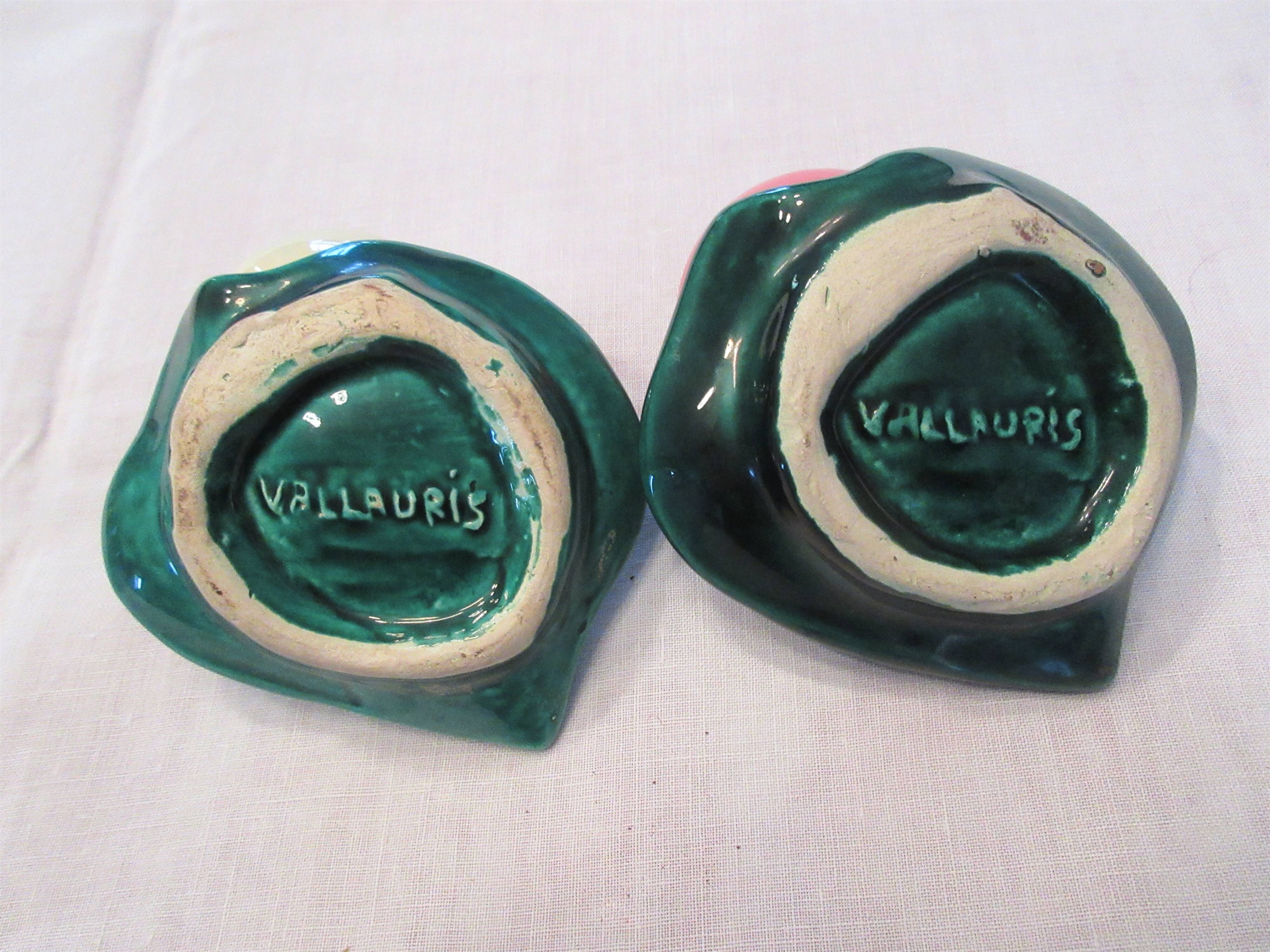 Pair of cockroaches Vallauris 1950s water lily form