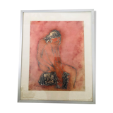 Lithograph: young woman coming out of the bath