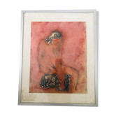 Lithograph: young woman coming out of the bath