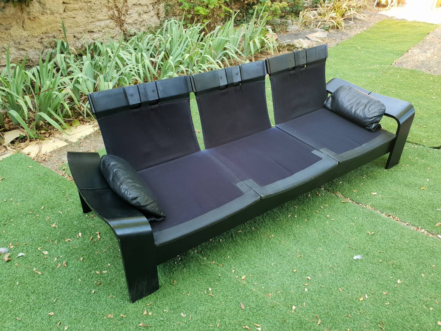 3 seater leather sofa 1970