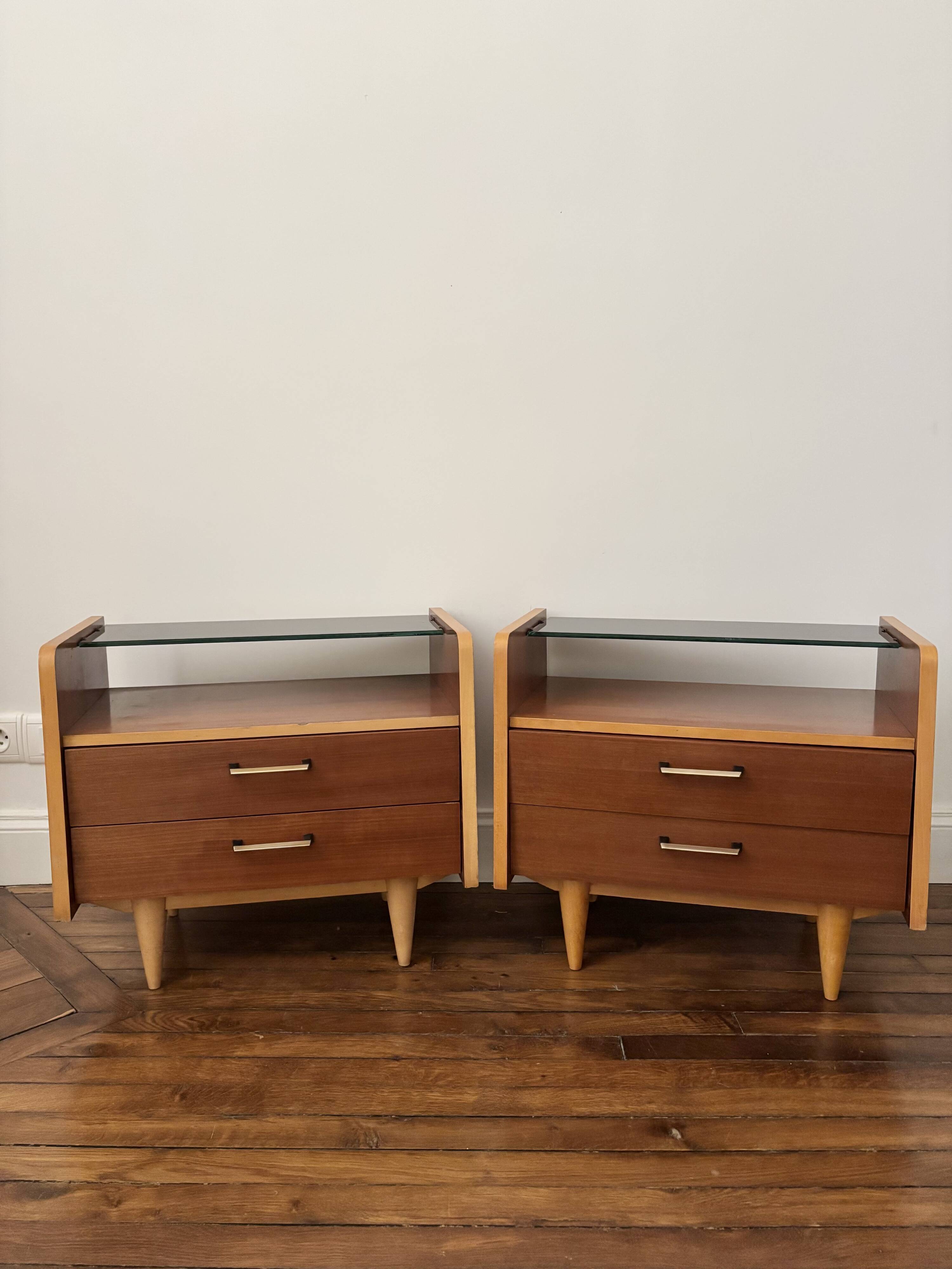 Paire tables de chevet vintage mid-century