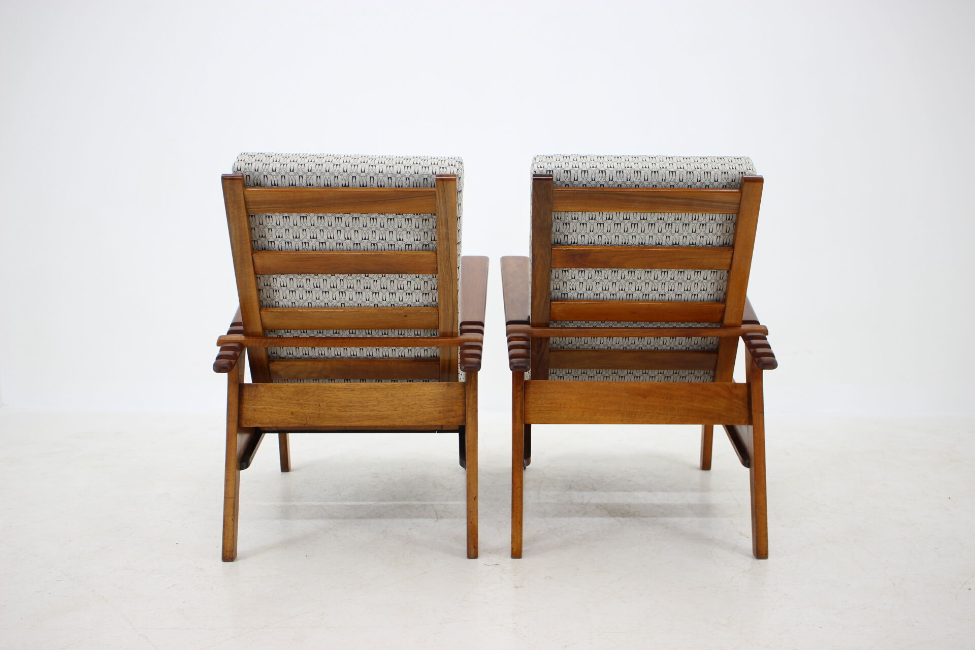 1930s Pair of Antonin Heythum Very Rare Armchairs + Stools, Czechoslovakia