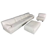 Leather 5-seater sofa "Fiandra" by Vico Magistretti for Cassina, 1970, Italy