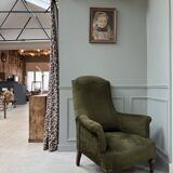 Green velvet tub chair