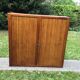 Low cupboard / curtain 1950 vintage blond oak buffet