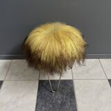 Yellow Angora sheep skin stool 1960s