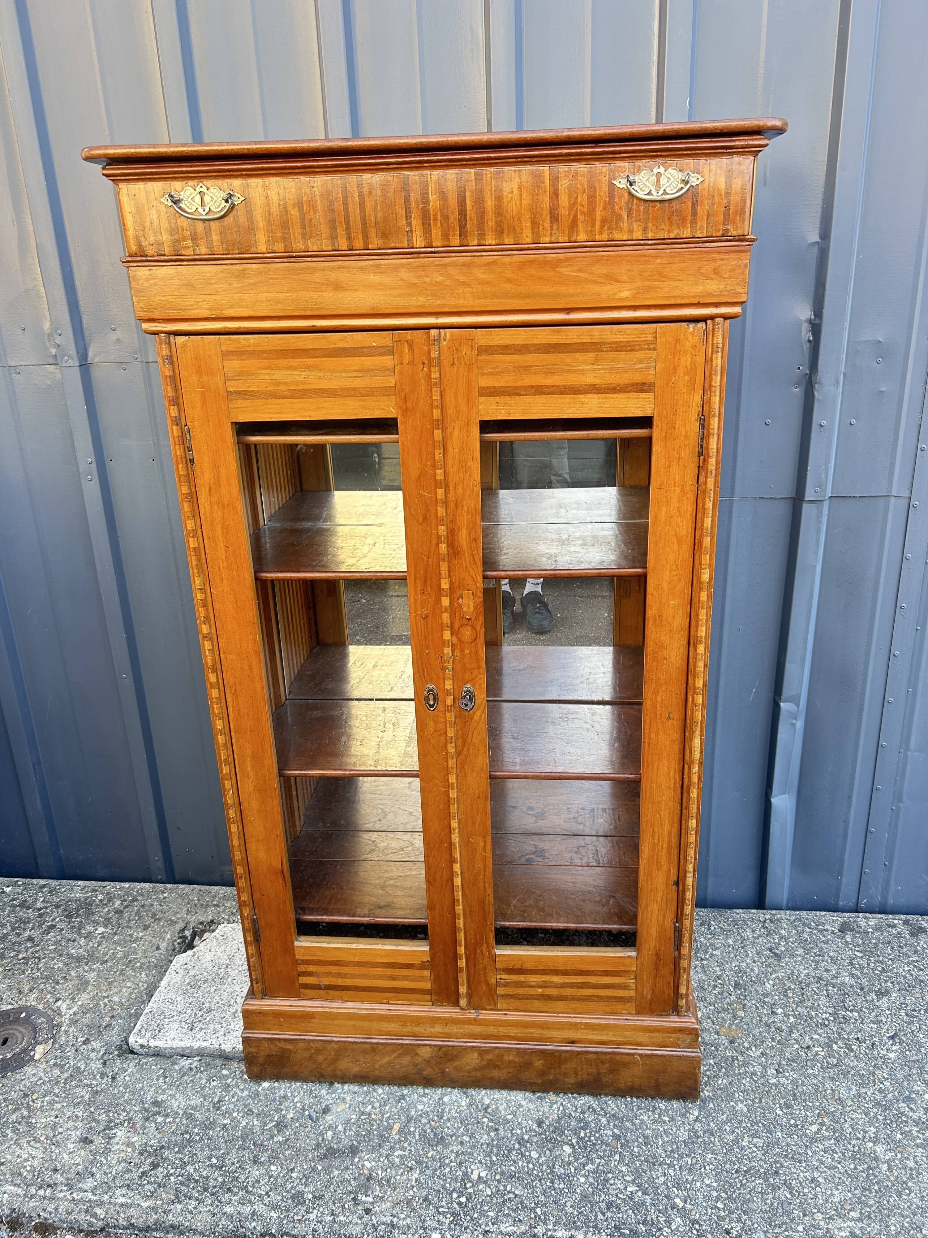 Two-door mahogany display cabinet