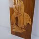 Mid-century Czech hand-carved wooden shepherd wall relief, 1960.