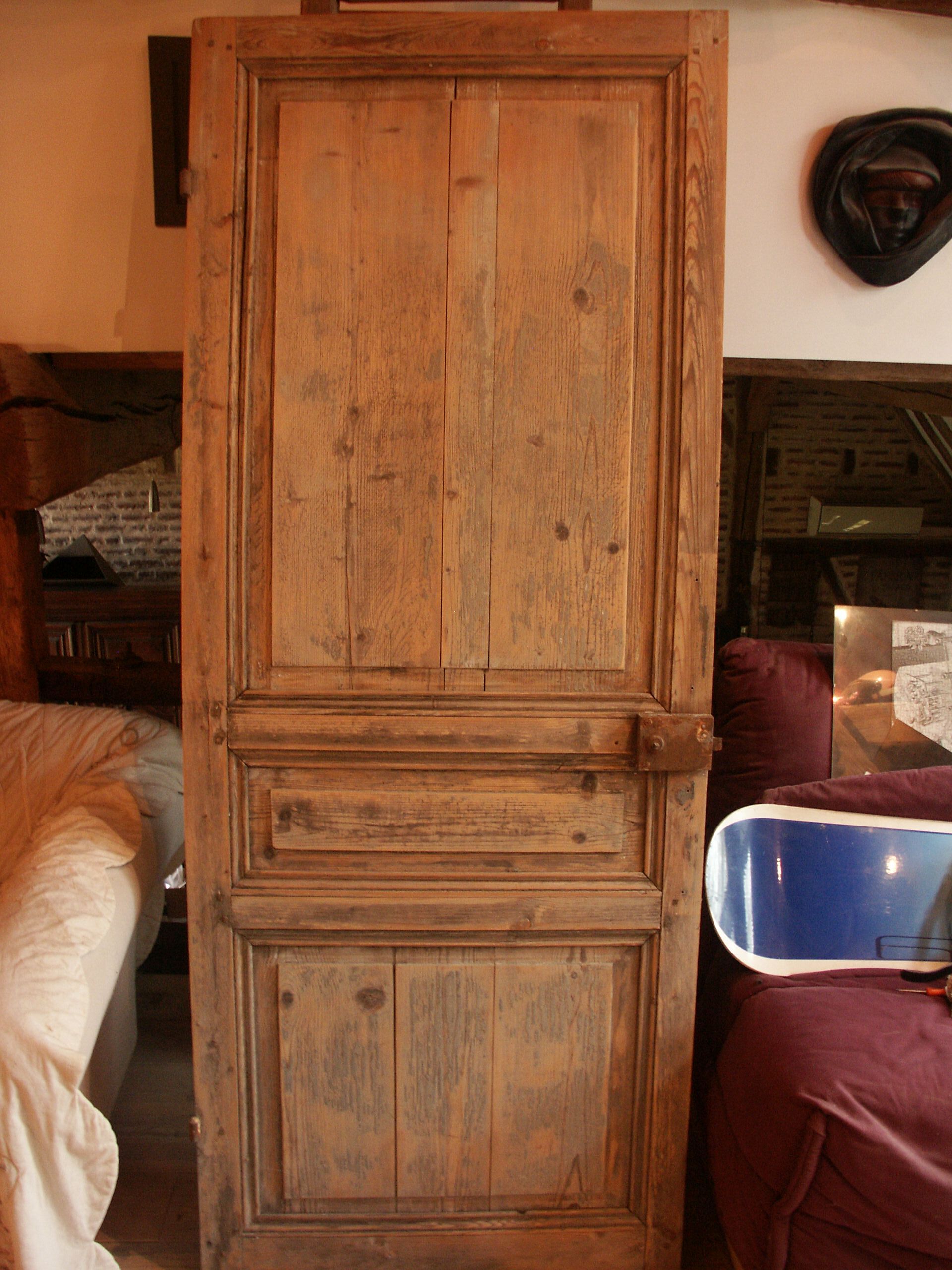 Pine door patinated by time