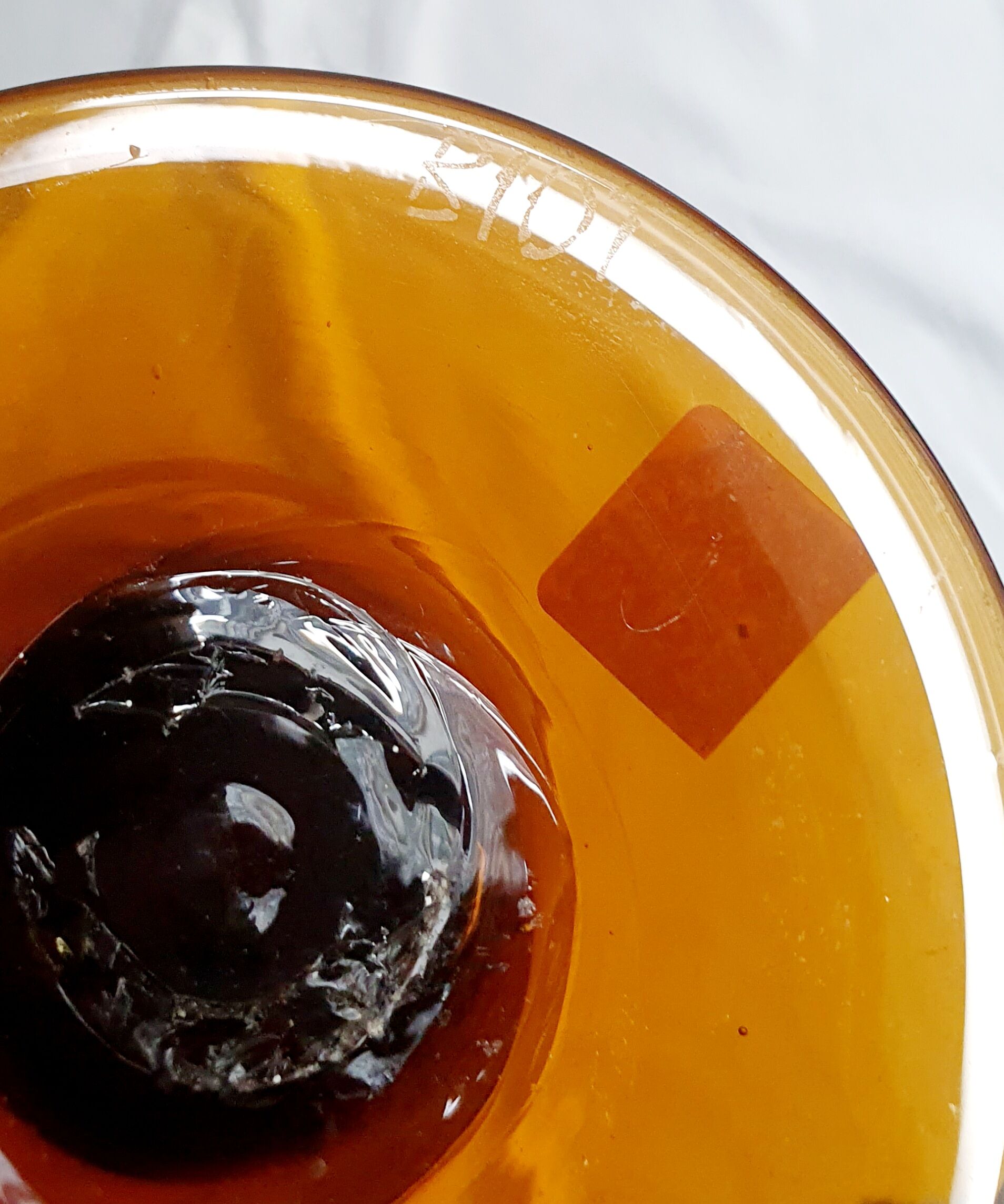 Orange bubble glass vase signed biot