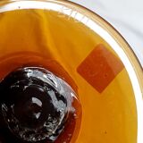 Orange bubble glass vase signed biot