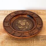 Vintage Handcarved Wooden Plate, Floral Folk Art, Wall Hanging, 1960s Decor