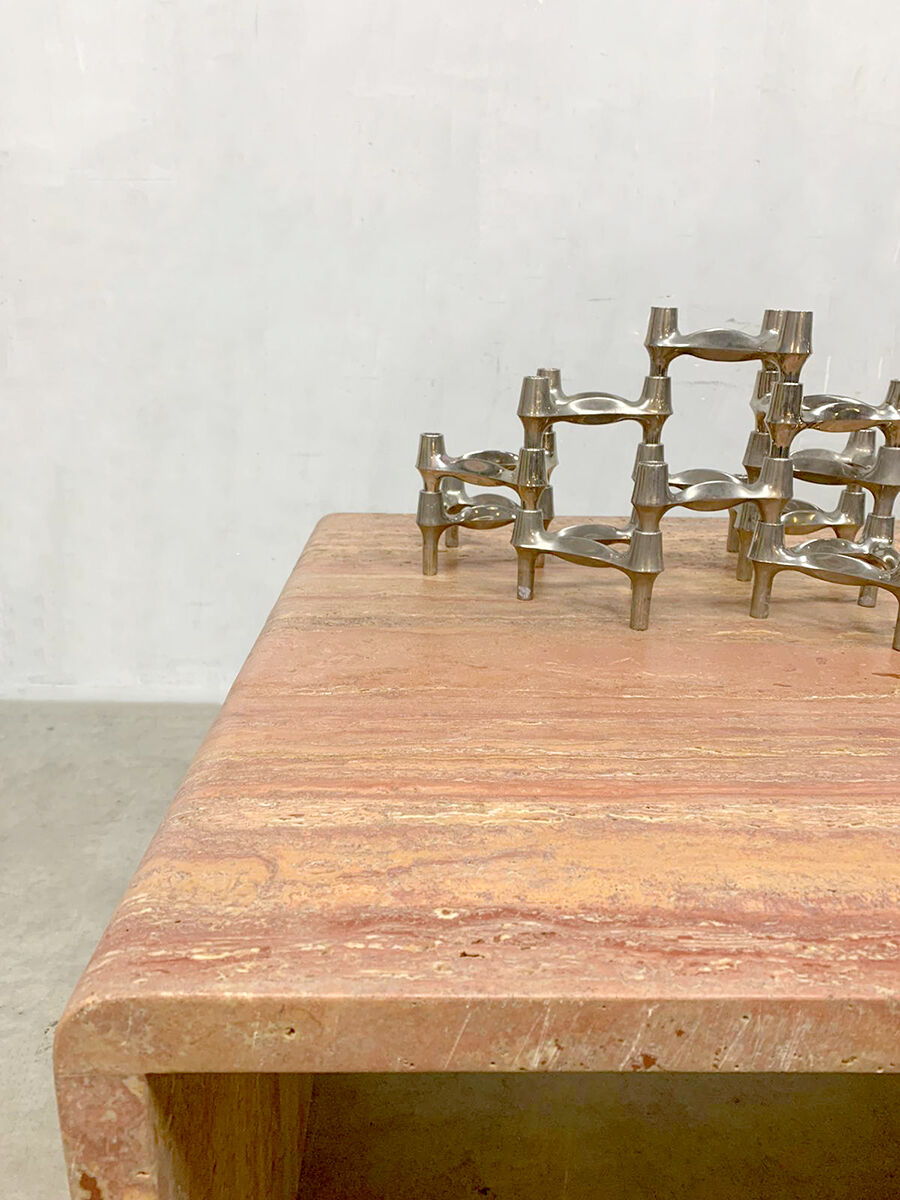 Vintage Italian travertine marble coffee table 'pink chique'