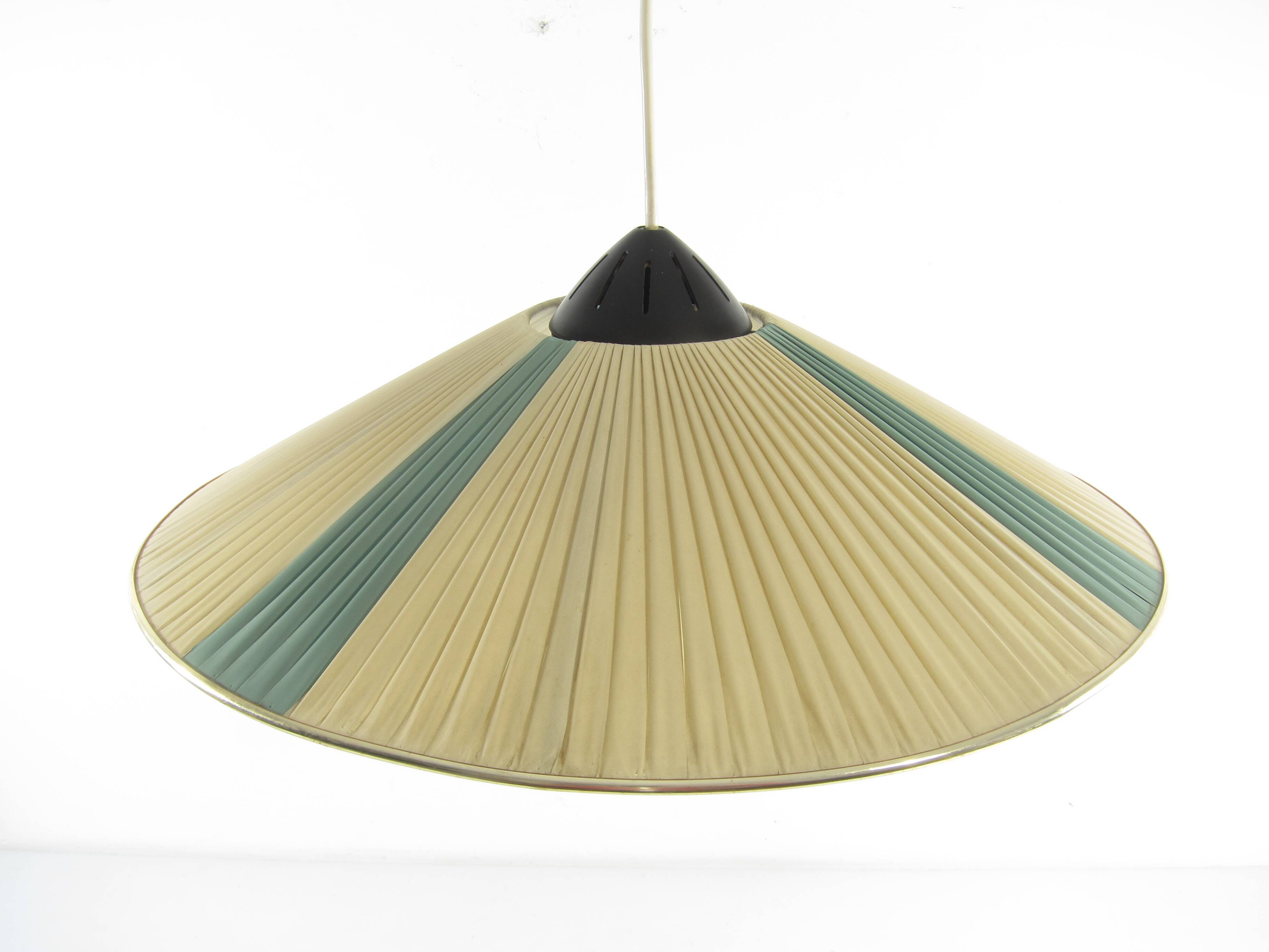 Rare Louis Kalff Philips pendant lamp with nylon bands, 1950s