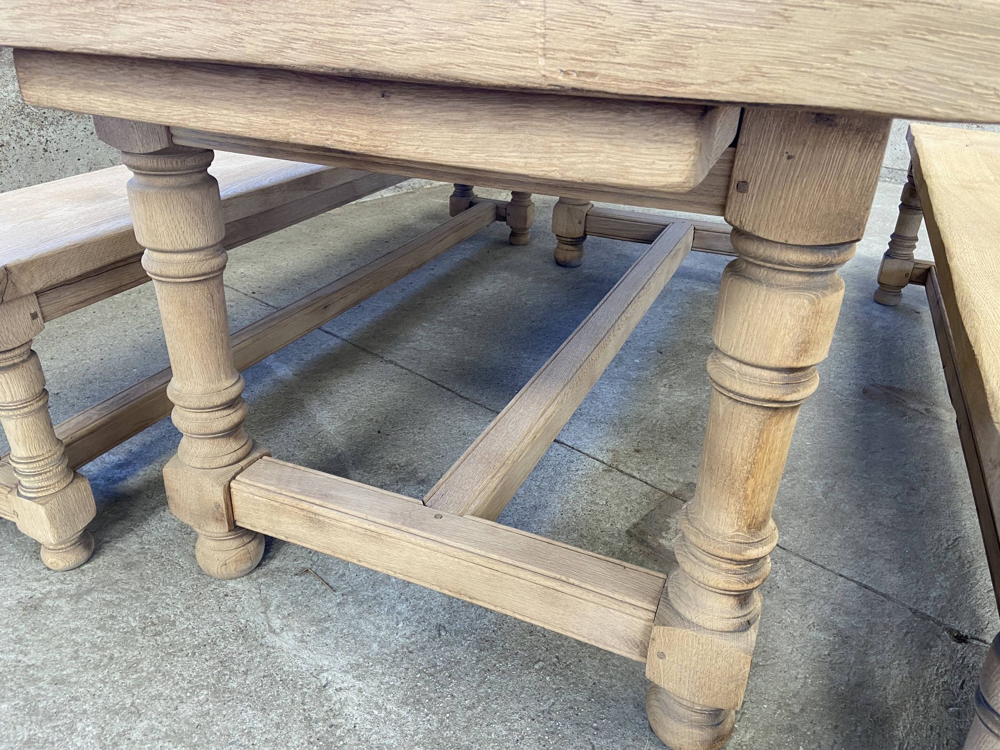 Large dining table monastery style raw natural oak