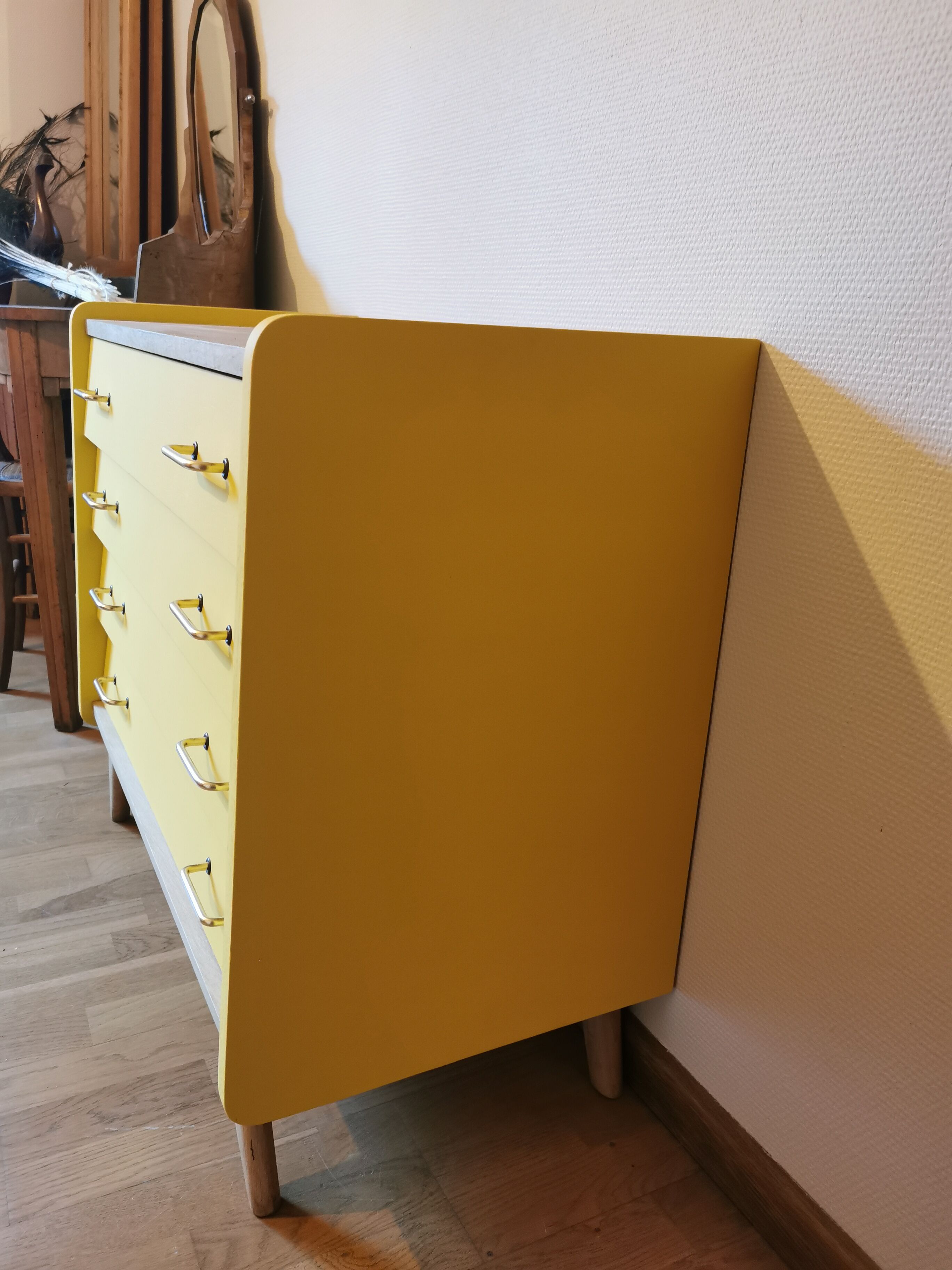 Vintage chest of drawers restyled feet compass