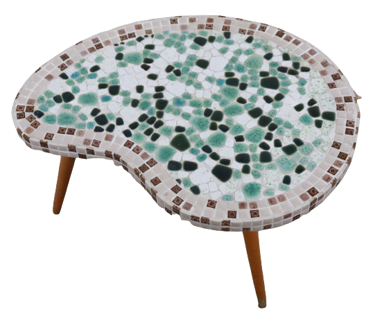 Kidney-shaped mosaic plant table