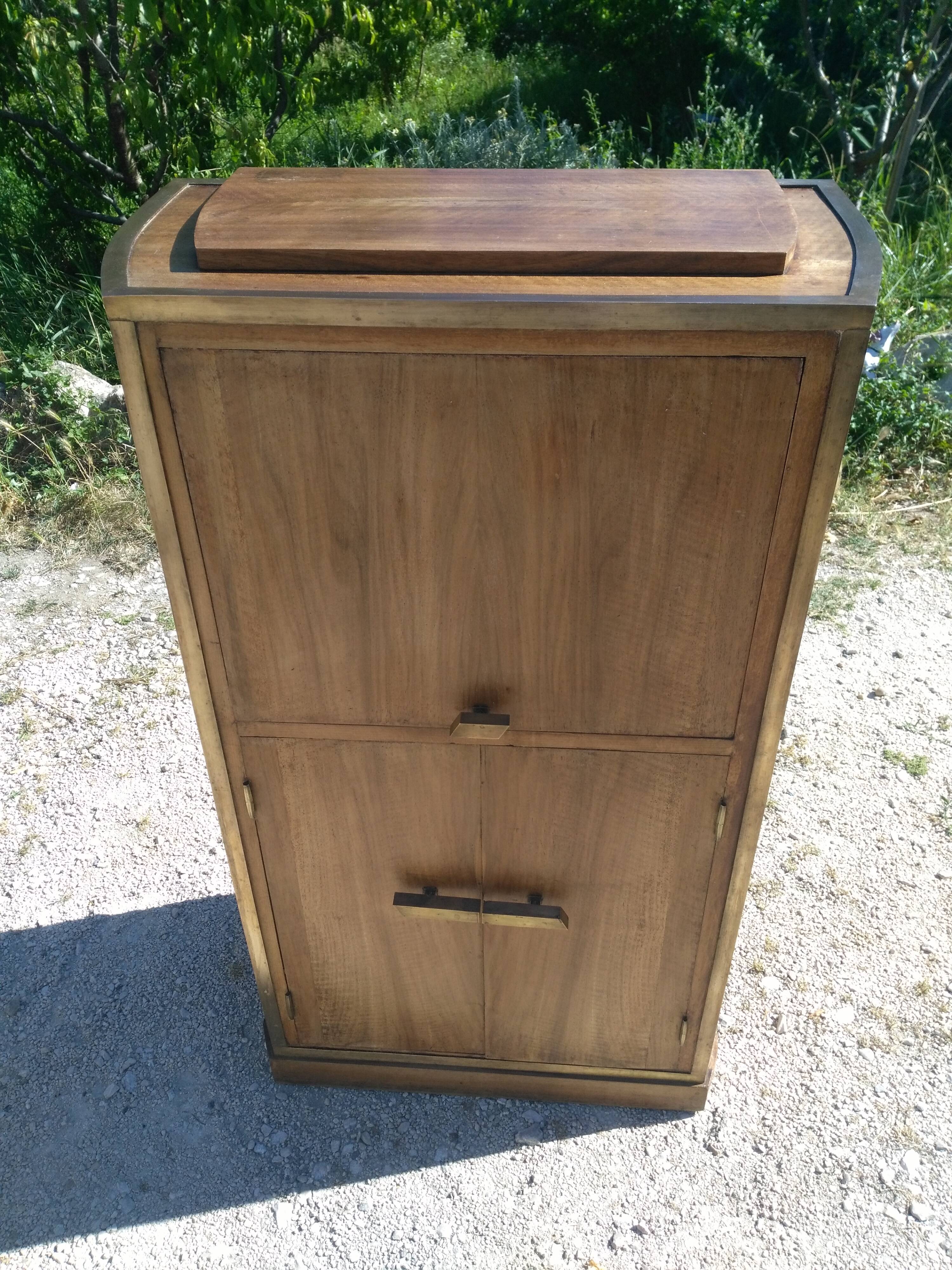 Art Deco wood and brass extra furniture