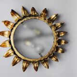 Wall lamp sun by ferro arte, metal and gold leaf, spain, 1960