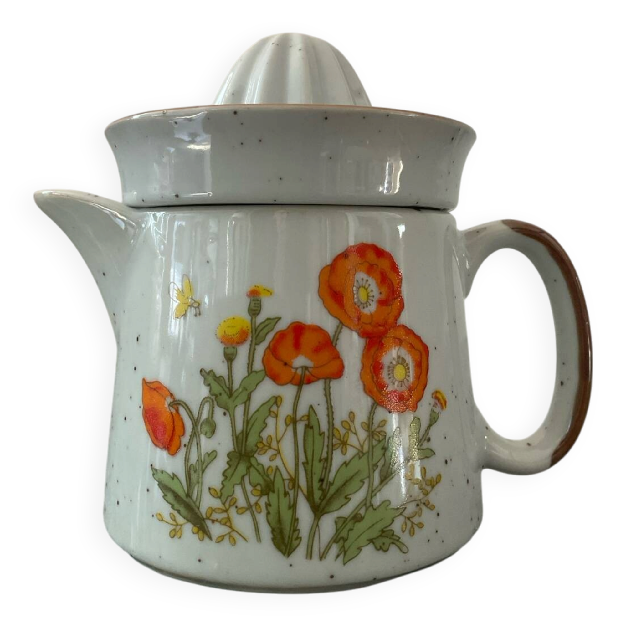 Vintage stoneware jug and its citrus juicer.