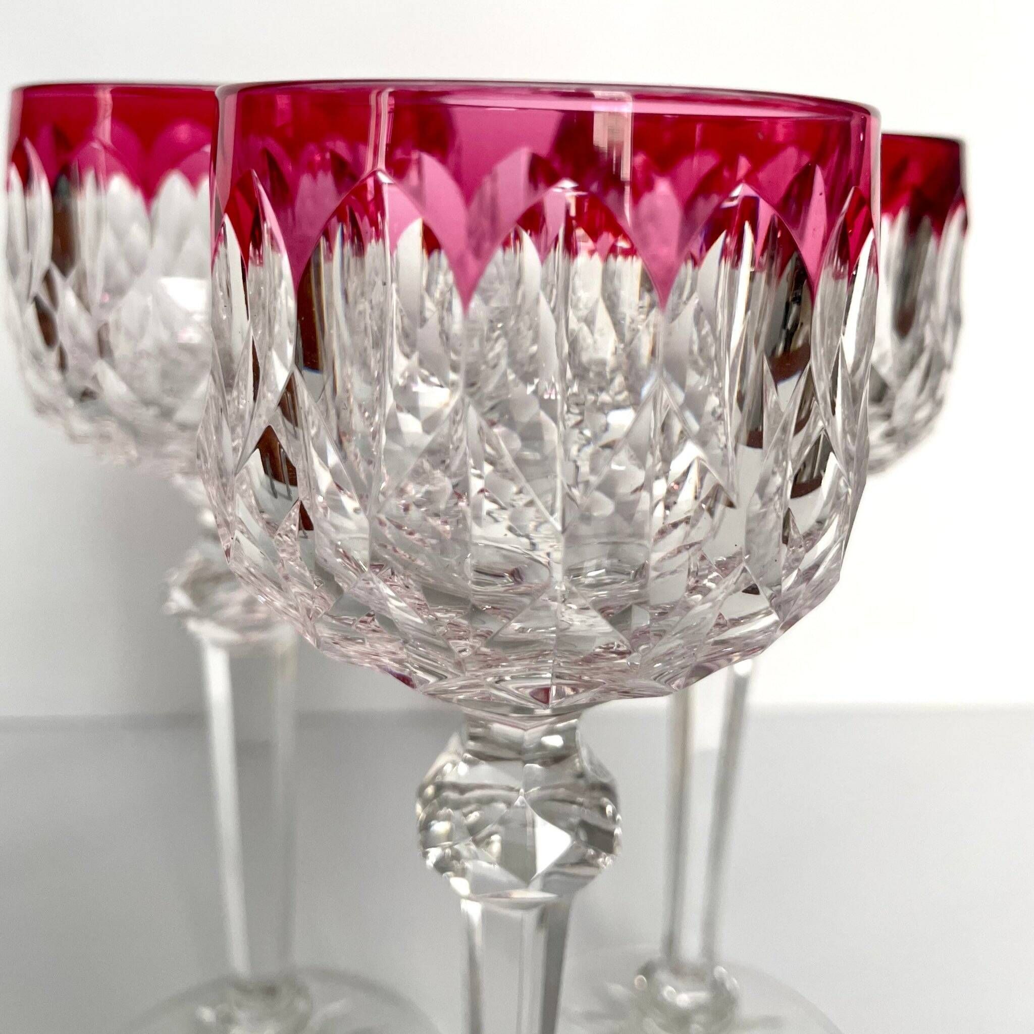 3 Baccarat Crystal Wine Glasses - Juvisy Red Model