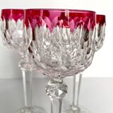 3 Baccarat Crystal Wine Glasses - Juvisy Red Model