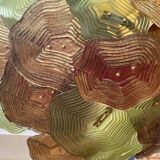 Murano Multicolored Green, Brown and Gold Glass Ceiling Lamp, Italy.