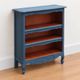 Renovated antique bookcase – Bleu des Vosges library, Libéron and natural wood – H100 cm