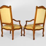 Set of 2 armchairs in carved oak, Louis XV style
