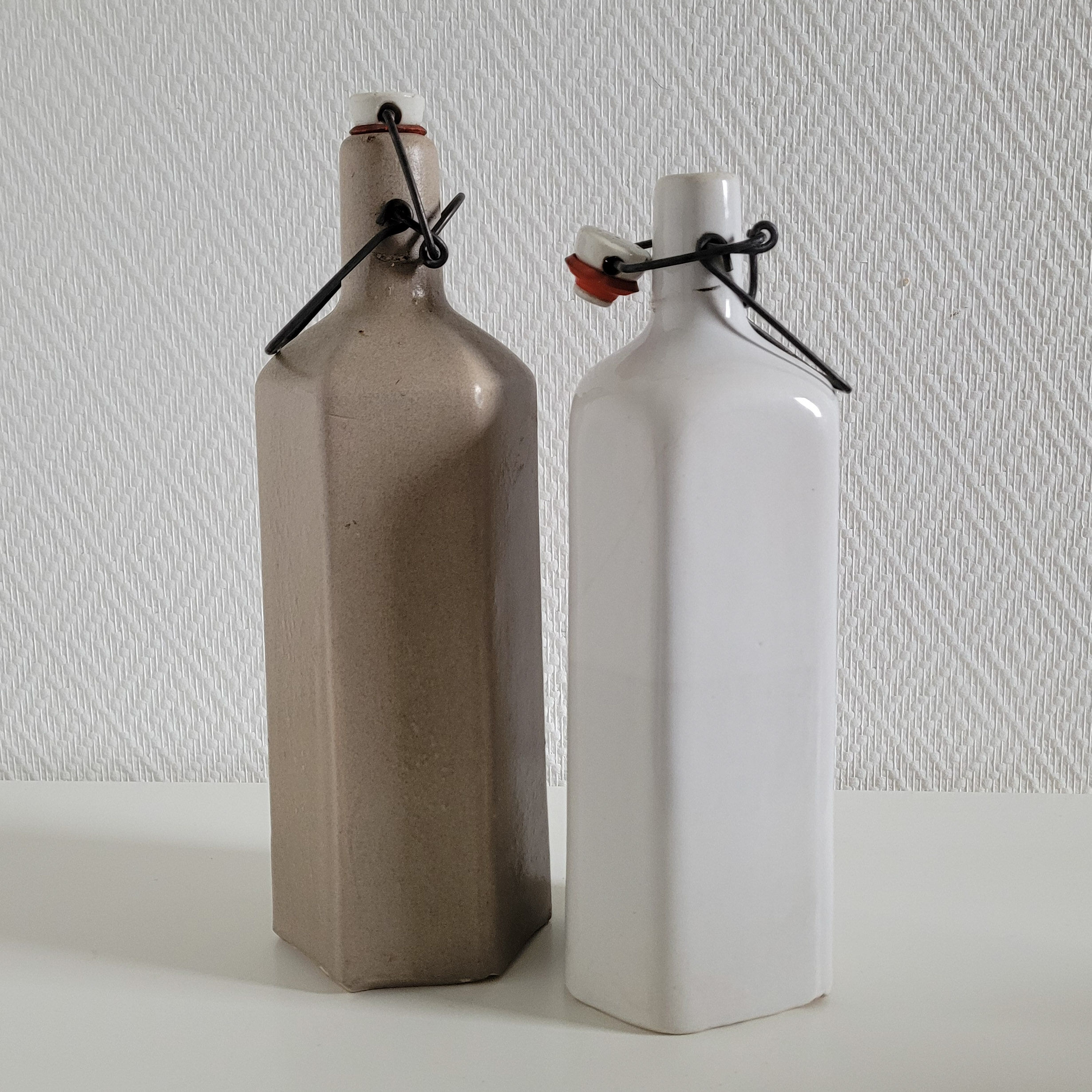 Old hexagonal sandstone bottles